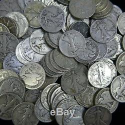 100 Walking Liberty Half Dollars 90% Silver Bullion Coins Readable Dates Culls