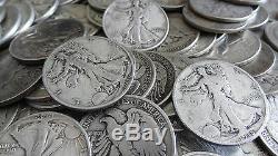 100 Walking Liberty Silver Half Dollars ($50 face) 90% Silver FREE Shipping