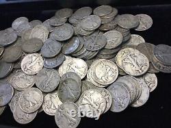 100 pieces of Liberty Walking Half Dollars Great load of silver