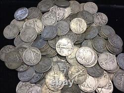 100 pieces of Liberty Walking Half Dollars Great load of silver