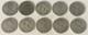 10 Coin Walking Liberty Half Dollar Lot 90% Silver Cull Slick $5 Fv 1/2 Roll Ea