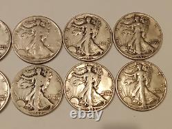 10 Coin Walking Liberty Half Dollars Strong Dates 1940-1946 90% Silver