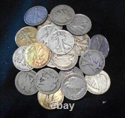 10 Lot Walking Liberty Half Dollars, Random Dates, 90% Silver, Old Coins Bullion
