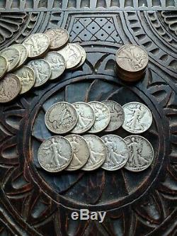 $10 Roll of 90% Silver Walking Liberty Half Dollars FULL DATES 20 Coin Lot