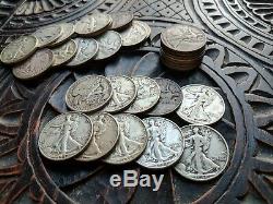 $10 Roll of 90% Silver Walking Liberty Half Dollars FULL DATES 20 Coin Lot