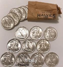 (10) Walking Liberty Half Dollar From Obw Roll Stunning Gems Bu Unc 90% Silver