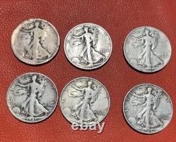 10 Walking Liberty Half Dollars 90% Silver Lot Mixed Dates 1936-1946 One No Date
