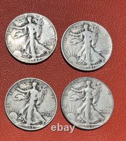 10 Walking Liberty Half Dollars 90% Silver Lot Mixed Dates 1936-1946 One No Date