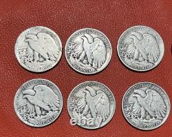 10 Walking Liberty Half Dollars 90% Silver Lot Mixed Dates 1936-1946 One No Date