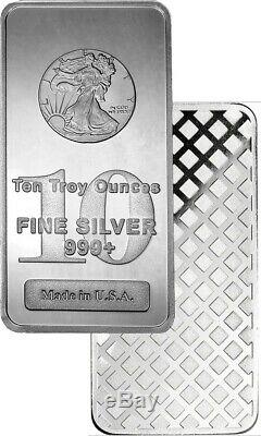 10 oz. 999 Fine Silver Bar Walking Liberty Design