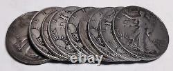 10x 90% silver Walking Liberty Half dollars, $5 face value, free shipping