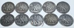 10x 90% silver Walking Liberty Half dollars, $5 face value, free shipping