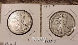 13 Walking Liberty Halfs 1917-1946 90% Silver All Different Dates-Some Key Dates