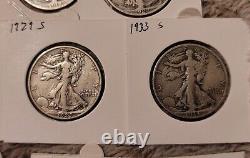 13 Walking Liberty Halfs 1917-1946 90% Silver All Different Dates-Some Key Dates