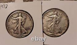13 Walking Liberty Halfs 1917-1946 90% Silver All Different Dates-Some Key Dates