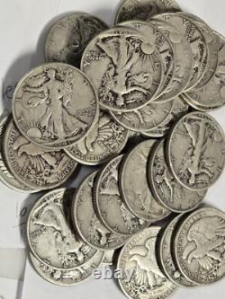 142C02108 lot OF 8 WALKER HALF DOLLARS 1917-1947 SILVER 50c COIN G 79+ YEARS OLD