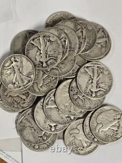 142C02108 lot OF 8 WALKER HALF DOLLARS 1917-1947 SILVER 50c COIN G 79+ YEARS OLD