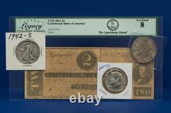 1864 Confederate Note Morgan 1882 Silver Walking Liberty Kennedy Half Lot