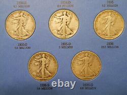 1916-1936 COMPLETE COLLECTION of 35 WALKING LIBERTY 90% SILVER HALF DOLLARS