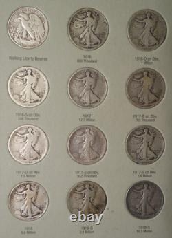 1916-1936 NEAR COMPLETE COLLECTION of 35 WALKING LIBERTY 90% SILVER HALF DOLLARS