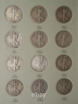 1916-1936 NEAR COMPLETE COLLECTION of 35 WALKING LIBERTY 90% SILVER HALF DOLLARS