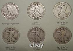 1916-1936 NEAR COMPLETE COLLECTION of 35 WALKING LIBERTY 90% SILVER HALF DOLLARS