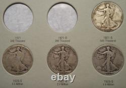 1916-1936 NEAR COMPLETE COLLECTION of 35 WALKING LIBERTY 90% SILVER HALF DOLLARS