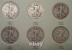 1916-1936 NEAR COMPLETE COLLECTION of 35 WALKING LIBERTY 90% SILVER HALF DOLLARS