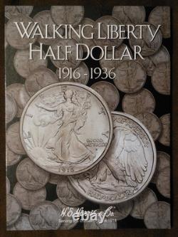 1916-1936 NEAR COMPLETE COLLECTION of 35 WALKING LIBERTY 90% SILVER HALF DOLLARS