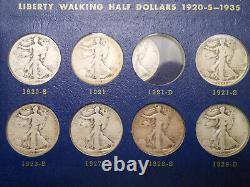 1916-1940 NEAR COMPLETE COLLECTION of 44 WALKING LIBERTY 90% SILVER HALF DOLLARS