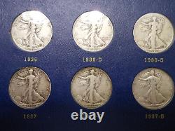1916-1940 NEAR COMPLETE COLLECTION of 44 WALKING LIBERTY 90% SILVER HALF DOLLARS