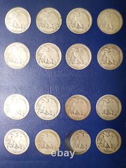 1916-1940 NEAR COMPLETE COLLECTION of 44 WALKING LIBERTY 90% SILVER HALF DOLLARS