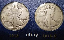 1916-1940 NEAR COMPLETE COLLECTION of 44 WALKING LIBERTY 90% SILVER HALF DOLLARS