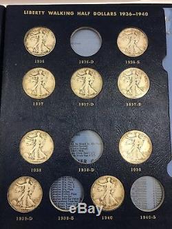 1916-1940 Silver Liberty Walking Halves Whitman Album, 24 Coins
