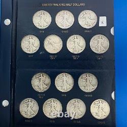1916-1947 Silver Walking Liberty Half Dollar 66 Coin Complete Set Whitman Book