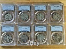 1916-1947 WALKING LIBERTY HALF COMPLETE SET ALL GRADED PCGS SILVER 65 COINS 50c