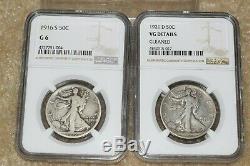 1916-1947 Walking Liberty Half 65 Coin Complete Set 16-s & 21-d Ngc Cert! #117