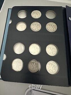 1916-1947 Walking Liberty Half Dollar Set Whitman Album 11 Coins