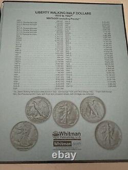 1916-1947 Walking Liberty Half Dollar Set Whitman Album 11 Coins