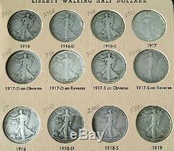 1916 -1947d Silver Liberty Walking Half Dollar Set Complete In 7160 Dansco Album