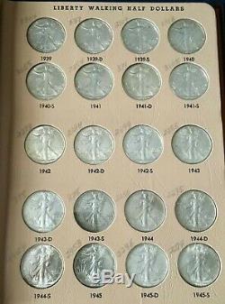 1916 -1947d Silver Liberty Walking Half Dollar Set Complete In 7160 Dansco Album