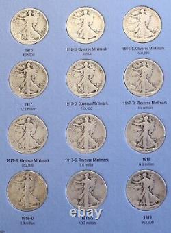 1916-36 Walking Liberty Half Dollars New Whitman Complete Folder Album Wl29