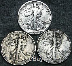1916-D +1920-S +1939-S Walking Liberty Half Dollars -NICE LOT- #V512BBB