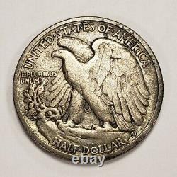 1916-D 50c Walking Liberty Half Dollar Pattern Toning VF Key Date H1828