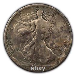 1916-D 50c Walking Liberty Half Dollar Pattern Toning VF Key Date H1828