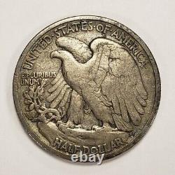 1916-D 50c Walking Liberty Half Dollar Pattern Toning VF Key Date H1828