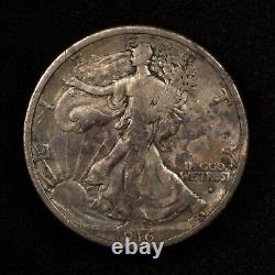 1916-D 50c Walking Liberty Half Dollar Pattern Toning VF Key Date H1828