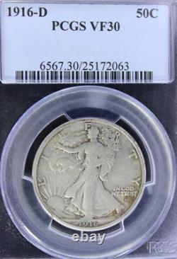 1916-D VF30 Walking Liberty Half Dollar, PCGS 25172063