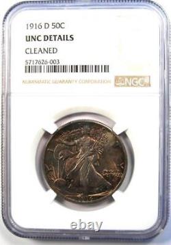 1916-D Walking Liberty Half Dollar 50C Coin NGC Uncirculated Details (UNC MS)