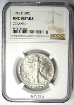 1916-D Walking Liberty Half Dollar 50C Coin NGC Uncirculated Details (UNC MS)